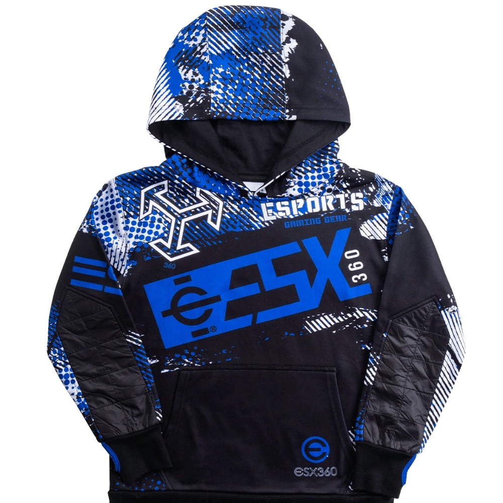 ESX360 BLACK ROYAL BLUE ULTIMATE GAMER HOODIE ESPORTS GEAR MEDIUM SMALL XL